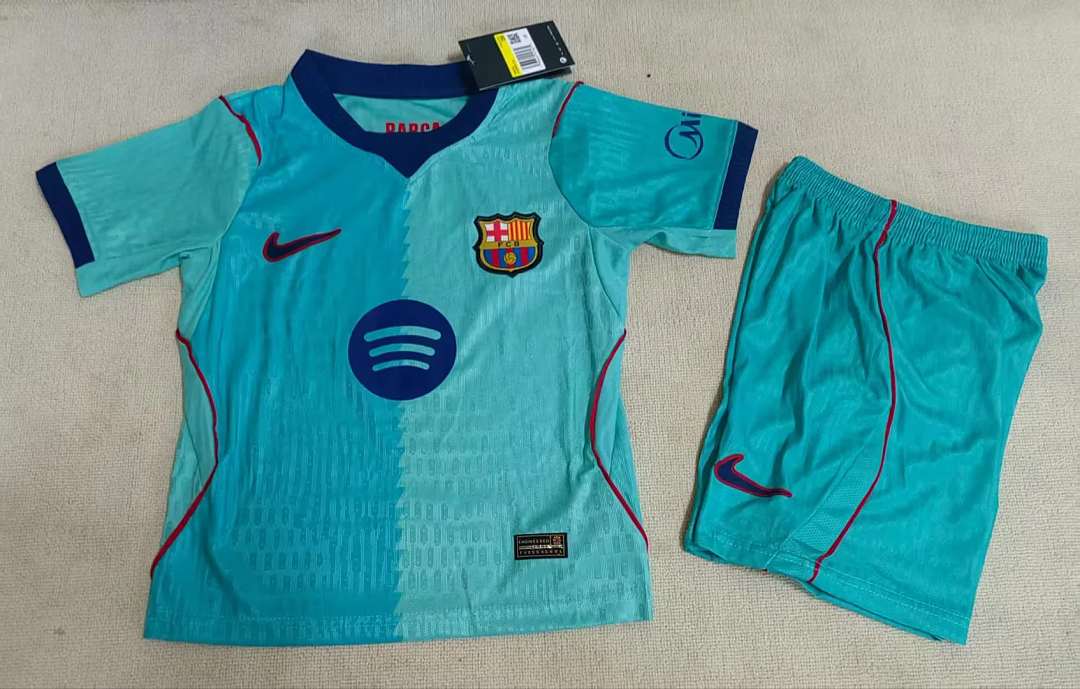 2026/27 Barcelona Away Player Version Kids Kit Soccer Jersey Size 16-28