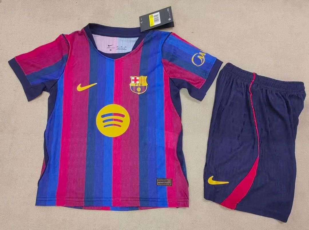 2026/27 Barcelona Home Player Version Kids Kit Soccer Jersey 16-28