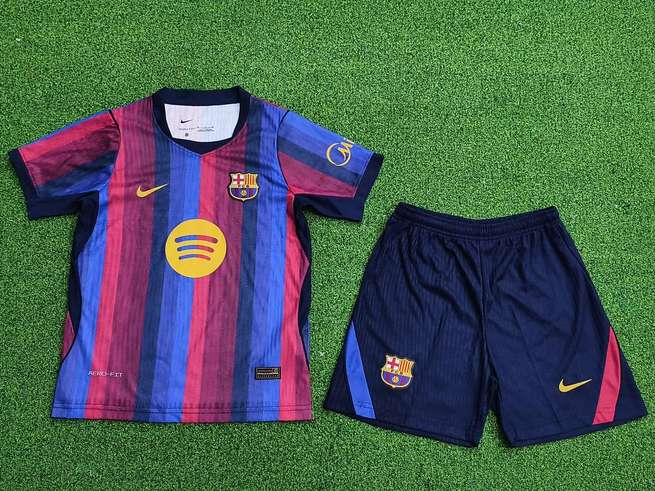 2026/27 Barcelona Home Player Version Kids Kit Soccer Jersey Size 16-28