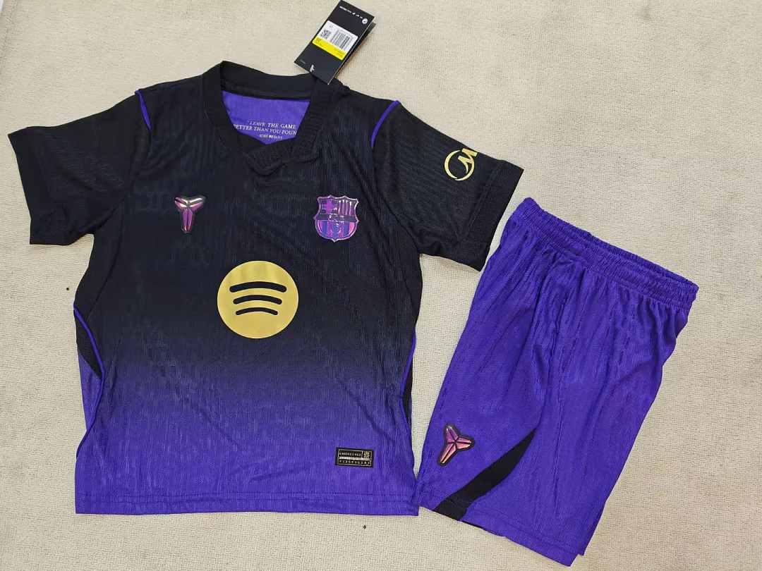 2026/27 Barcelona Third Away Player Version Kids Kit Soccer Jersey Size 16-28