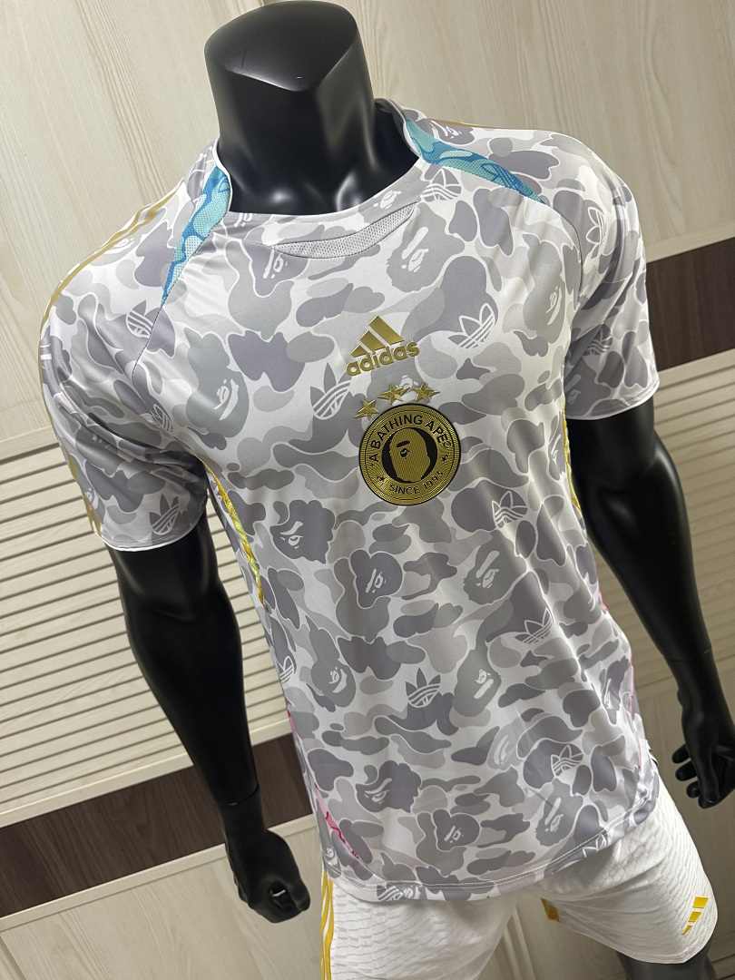 2026 BAPE X ADIDAS Gray and White Player Version Soccer Jersey S-2XL