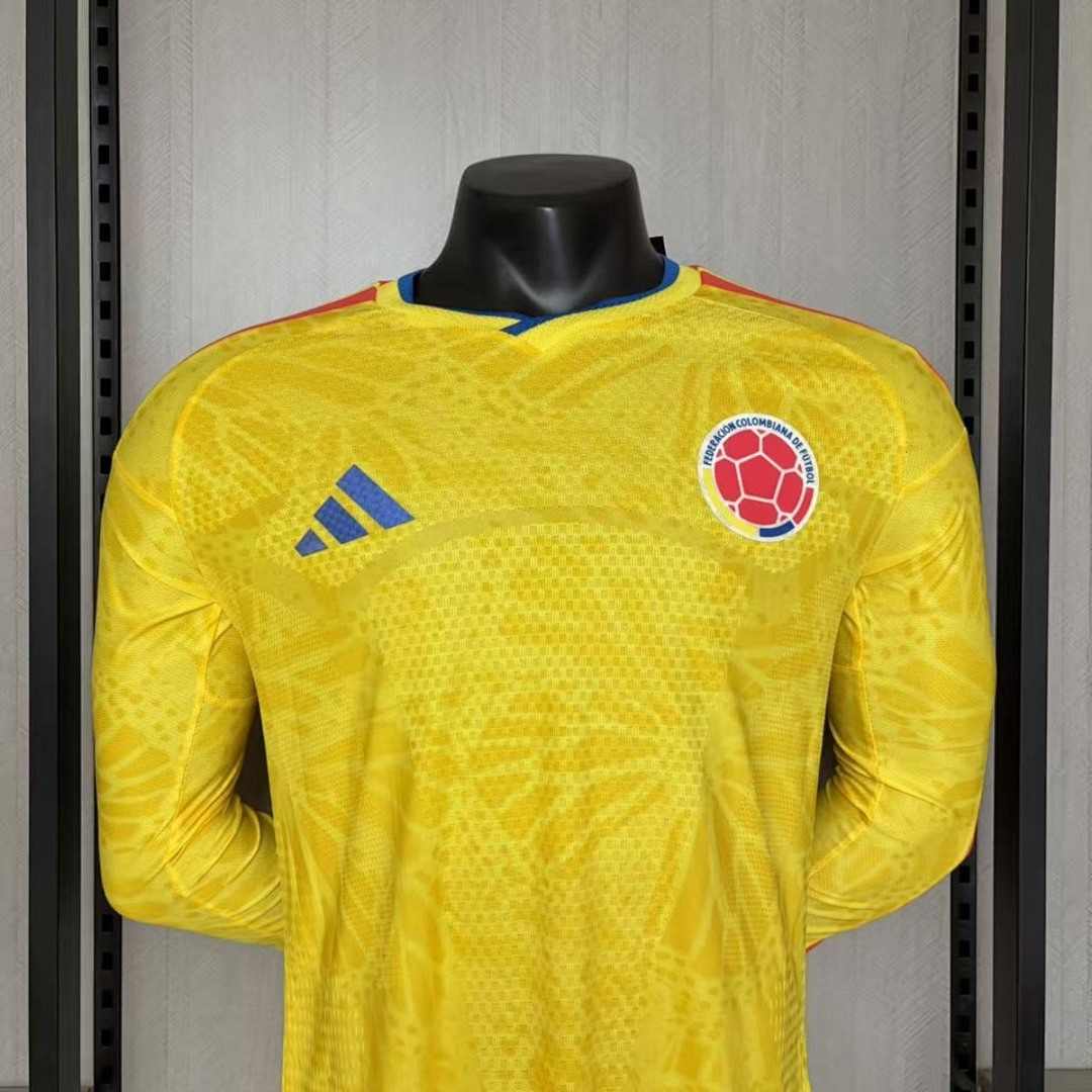 2026 World Cup Colombia Home Player Version Long Sleeve Jersey S-4XL