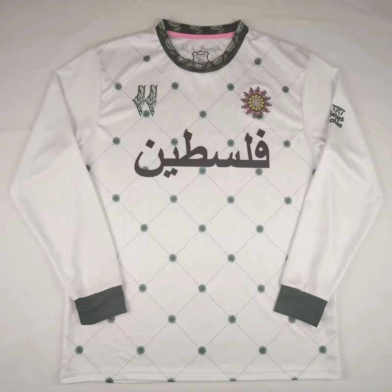 25-26 Palestino special version white green long sleeves soccer jersey