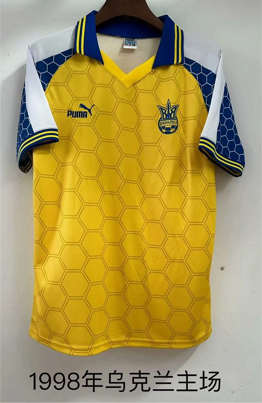 1998 Ukraine home retro soccer jersey size S-2XL