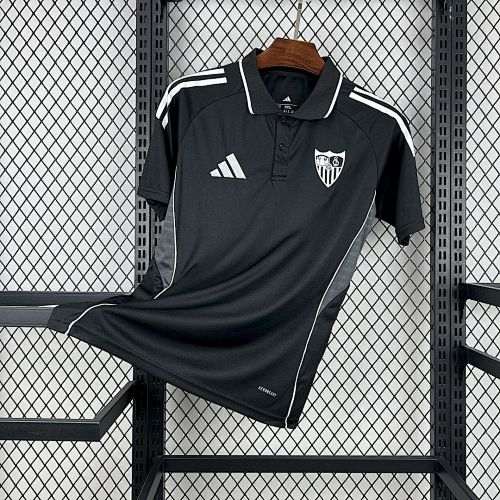 Mens Sevilla FC 2025/26 Black Travel Polo Jersey