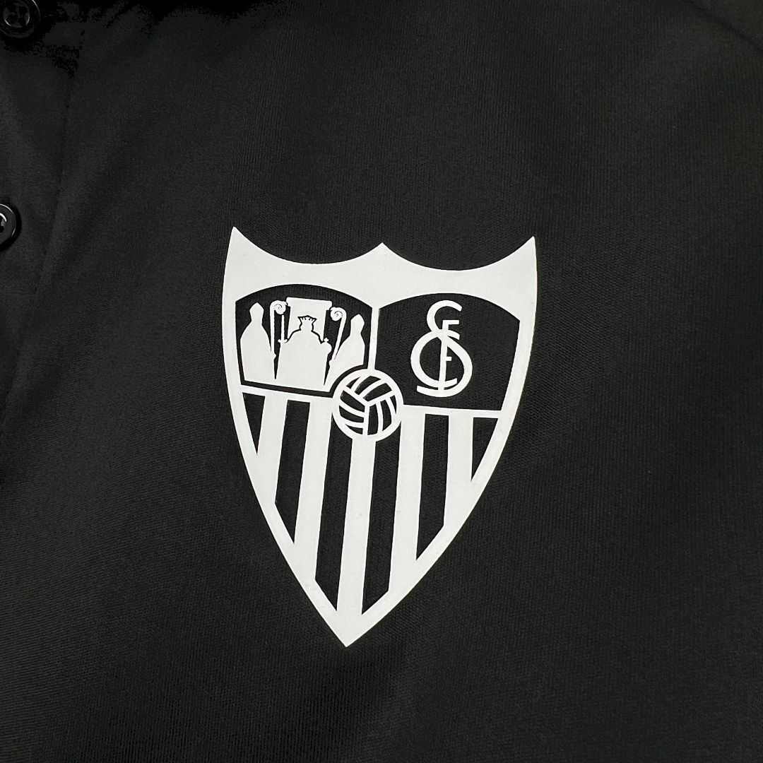 Mens Sevilla FC 2025/26 Black Travel Polo Jersey