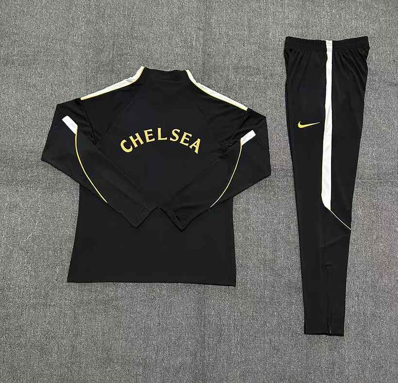 2025/26 Chelsea Black Half-Zip Kids Training Suit Size 10-18