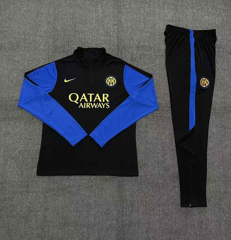 2025/26 Inter Milan Black Half-Zip Kids Training Suit Size 10-18