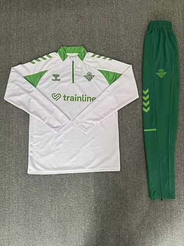 2026/27 Real Betis White and Green Half Zip Training Suit S-2XL