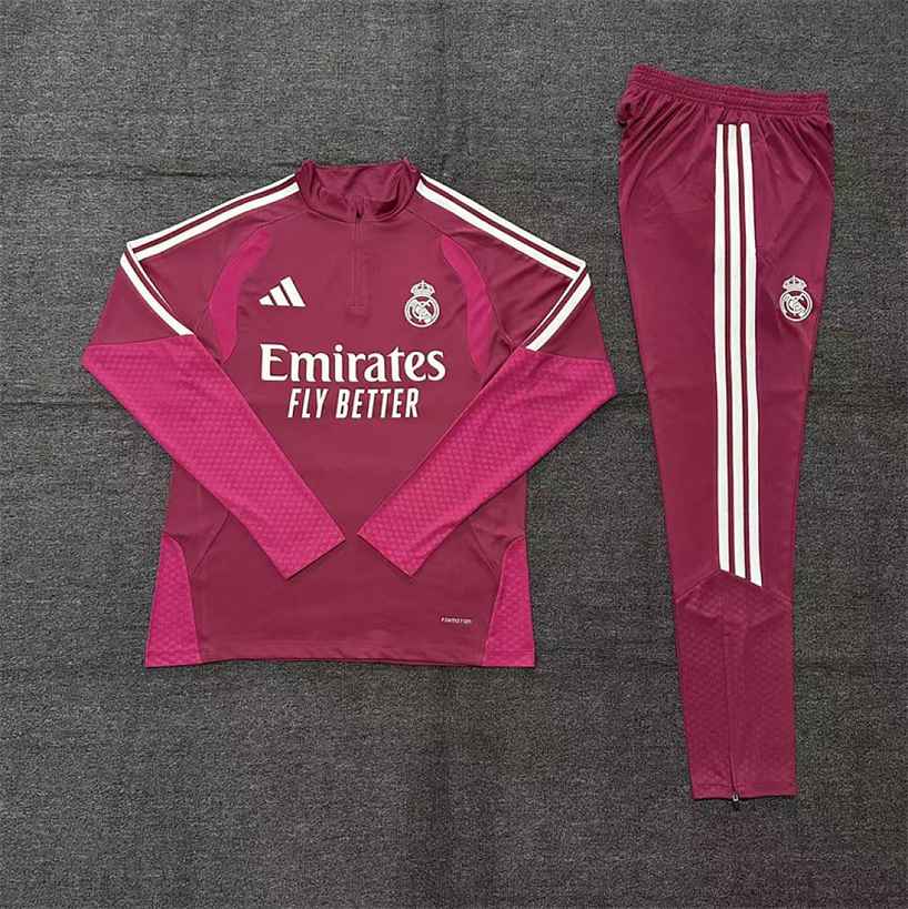 2026/27 Real Madrid Rose Half Zip Training Suit Kids Size 10-18