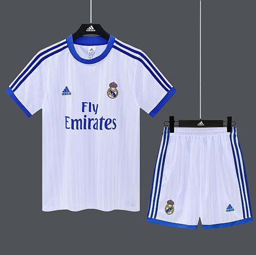2026/27 Real Madrid White Retro Model Training Suit Blue Trim S-2XL