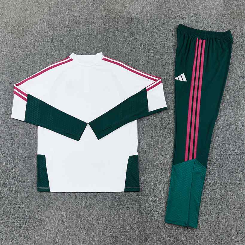 2026/27 Real Madrid White and Green Half Zip Training Suit S-2XL