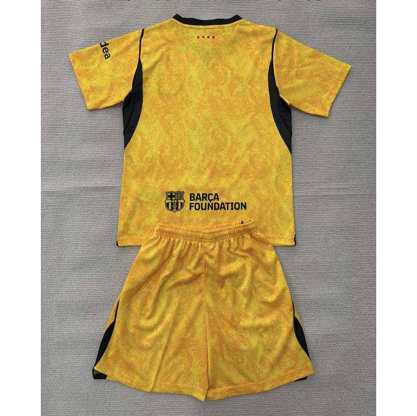 2026/27 Barcelona Yellow Goalkeeper Kids Kit Soccer Jersey Size 16-28