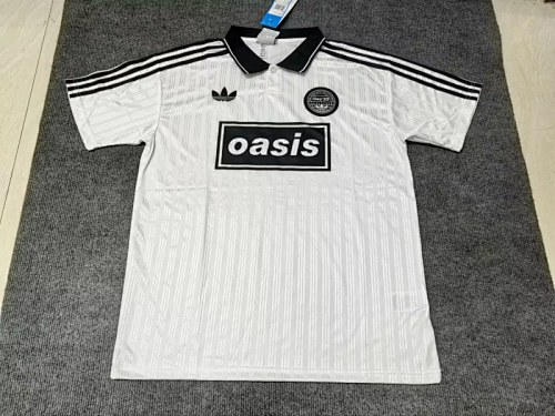 25-26 Adidas x Oasis Tour Jacquard white with black font 25 Jersey