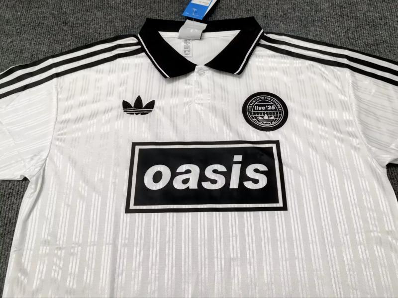 25-26 Adidas x Oasis Tour Jacquard white with black font 25 Jersey